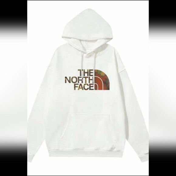Brand New Lite The North Face White Hoodie with Multicolor Logo 015.L - Picture 1 of 2